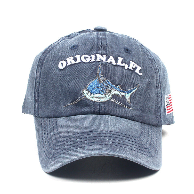 Wholesale Cotton Washed Vintage Sharks Baseball Cap
