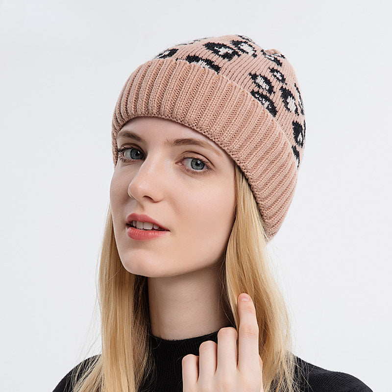 Wholesale  New Leopard Print Autumn/winter Knit Hat