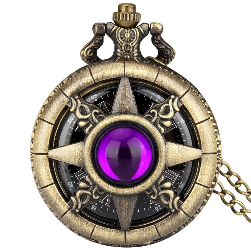 Wholesale Quartz Movement Bronze Hollow Inlaid Semicircular Haoshiqing Antique Pocket Watch