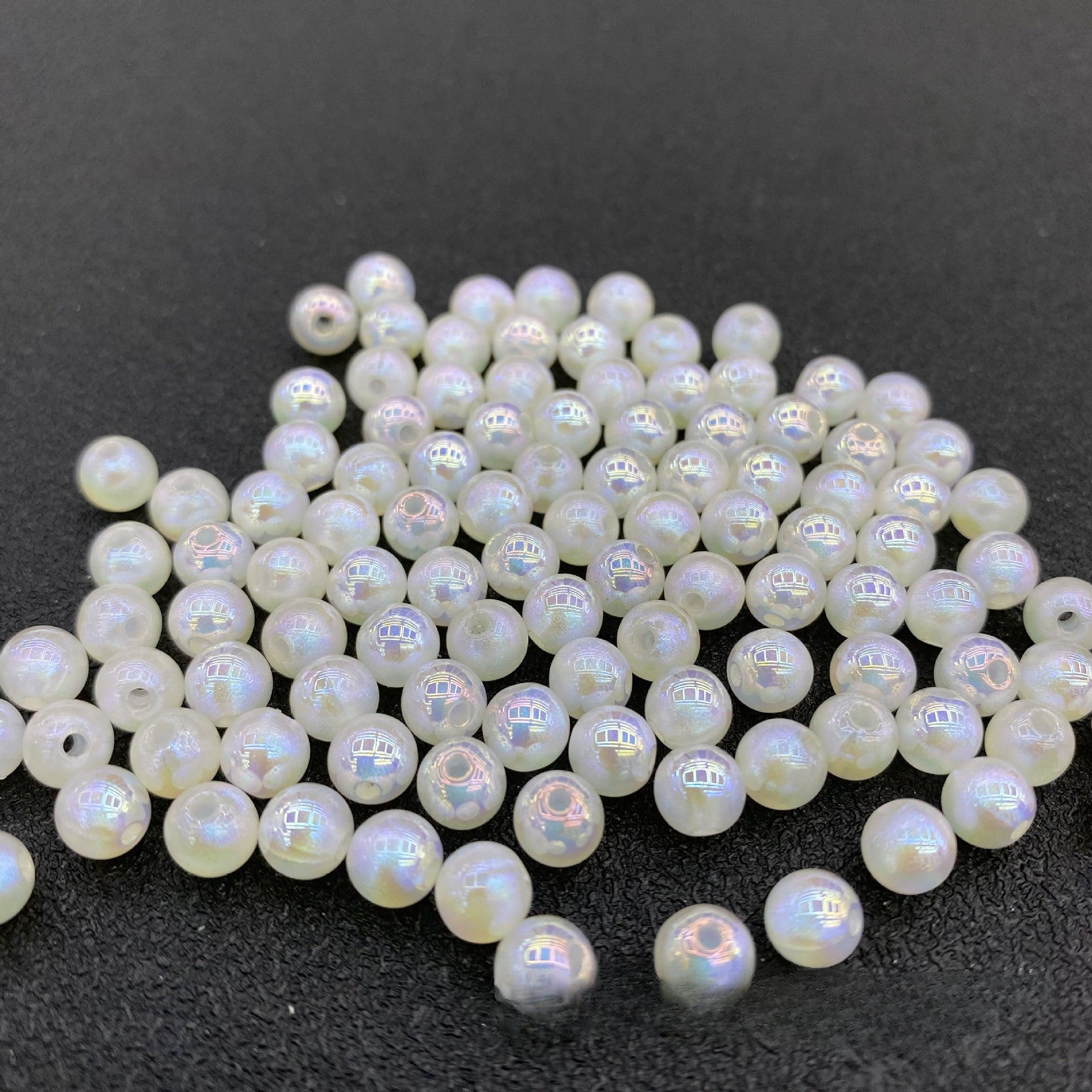 Wholesale of 100PCS/PACK Resin Moonlight Beads, Colorful Pearls, Half Hole Round Beads