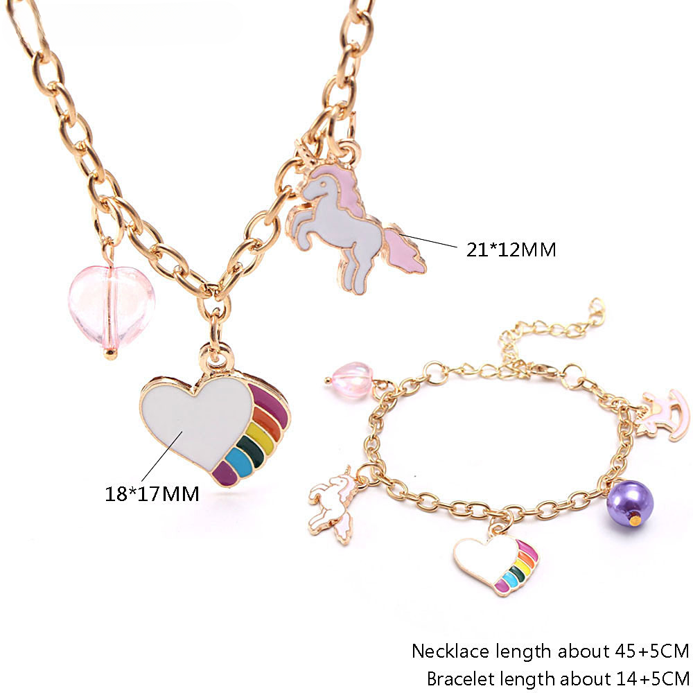 Wholesale Rainbow Heart Drip Oil Alloy Pendant Bracelet