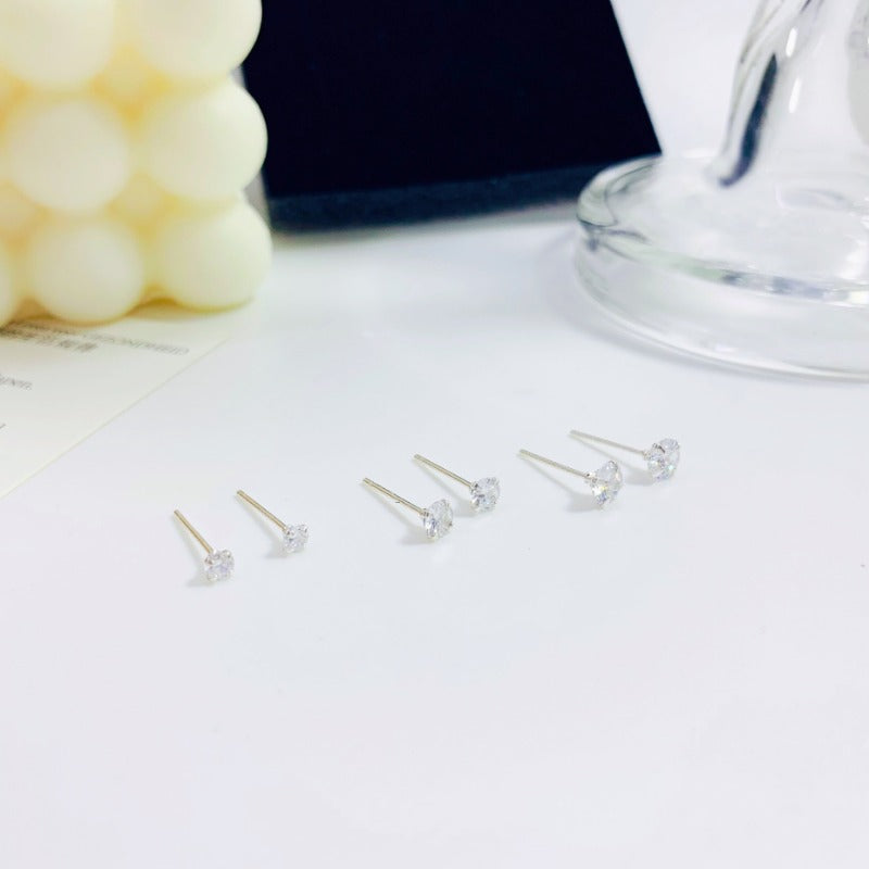 Wholesale 925 Silver Needle Simple Temperament Diamond Studded Small and Personalized Student Earrings