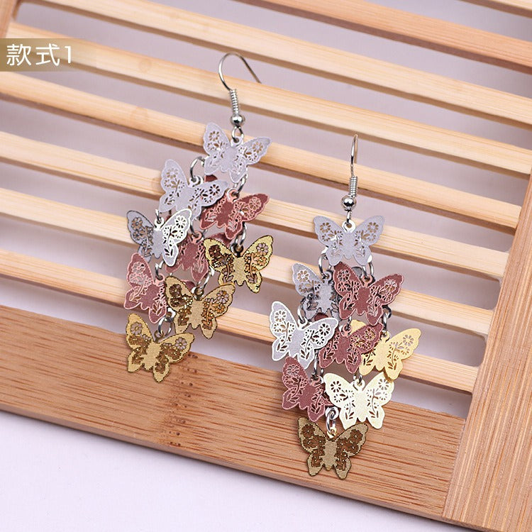 Wholesale Fashionable Temperament Butterfly Colorful Small Nine Pieces of Earrings