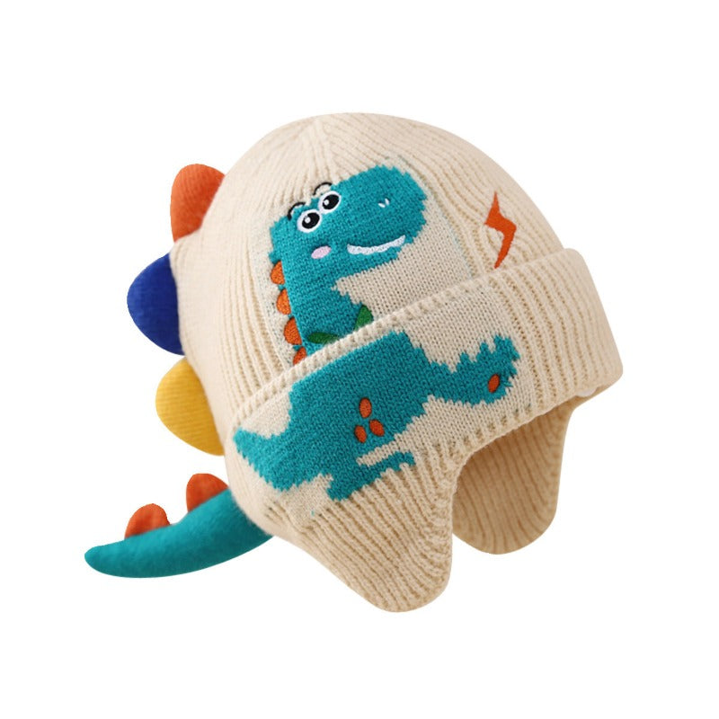 Wholesale Children's Autumn and Winter Cute Super Cute Dinosaur Knitted Wool Cartoon Windproof Earmuffs Thick Warm Hat