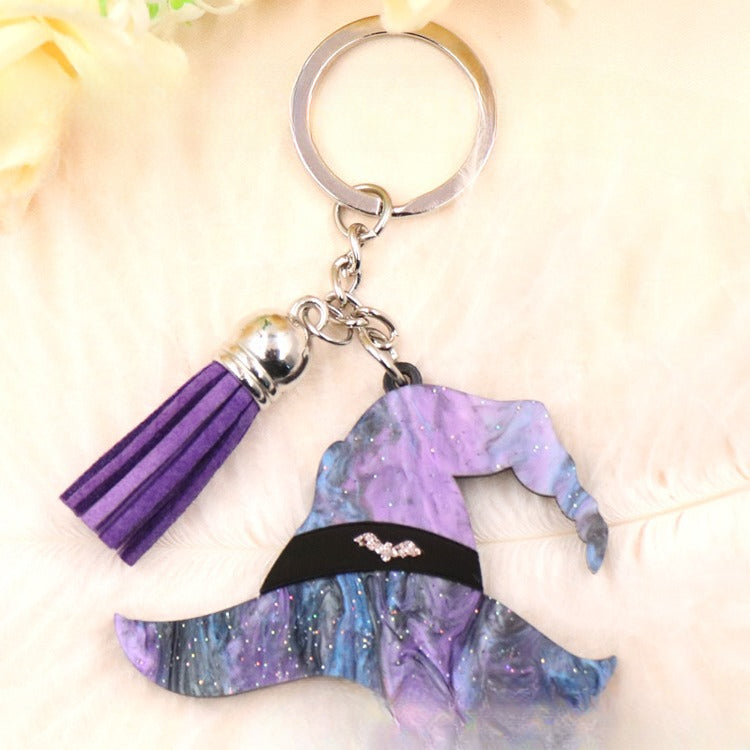 Wholesale New Witch Hat Laser Cut Halloween Keychain