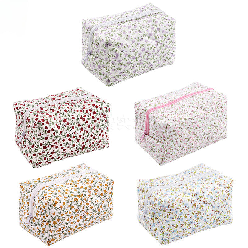 Wholesale Small Clear Portable Zipper Large Capacity Floral Print Storage Bag