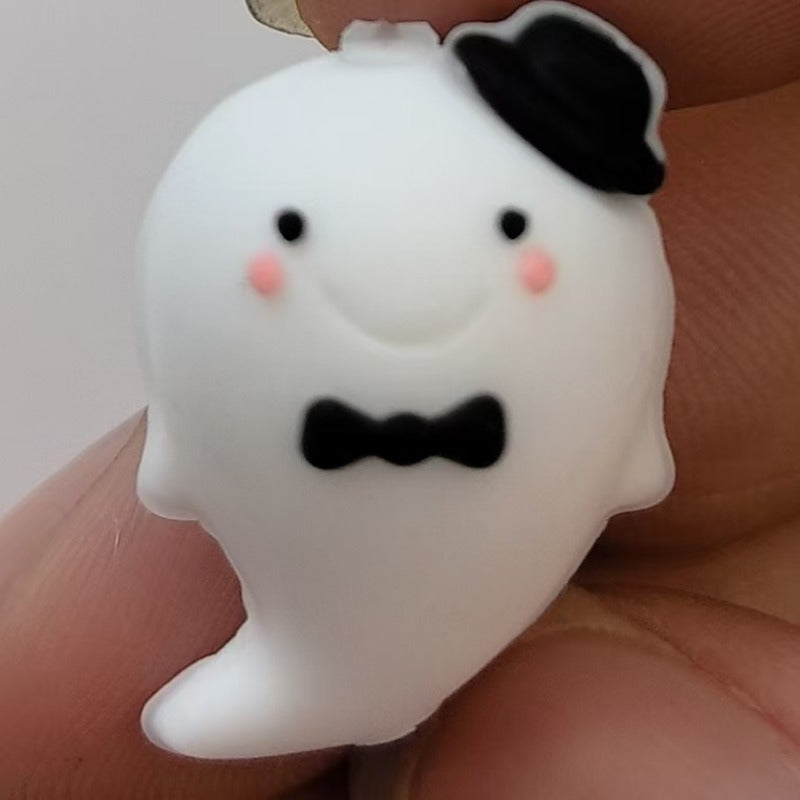 Wholesale 10cps DIY 3D Cute Ghost Cartoon Silicone Beads