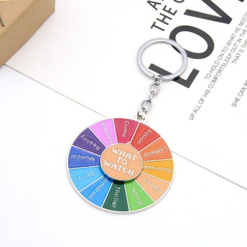 Wholesale Rotatable Rainbow Daisy Roulette Keychain