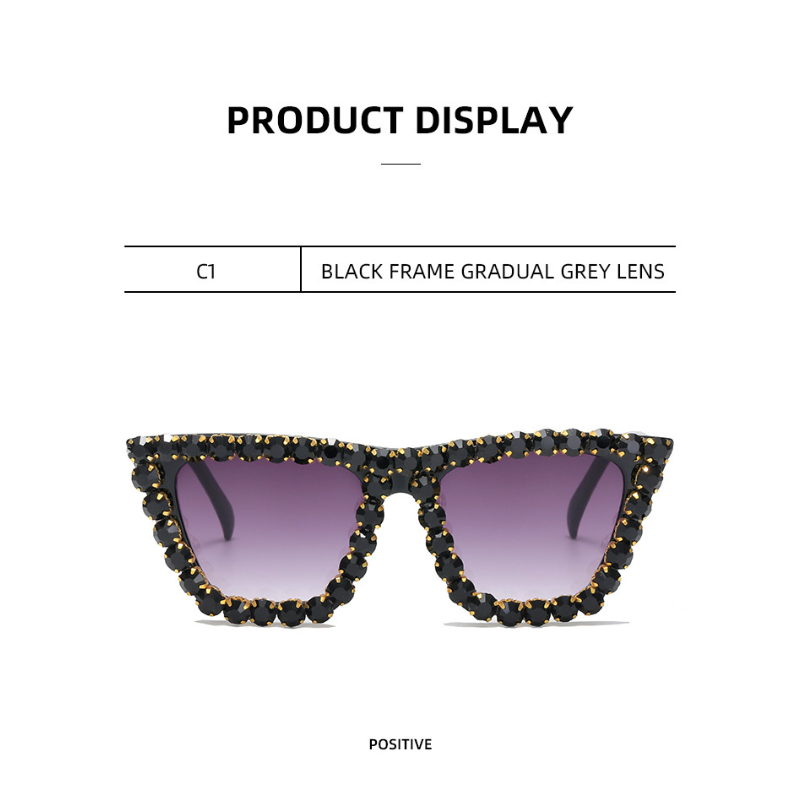 Wholesale Diamond Sticker Fashion Cat Eye PC Sunglasses