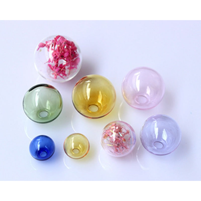 Wholesale Colored Glass Bubble Cover Diy Double Hole Jewelry Accessories Beads