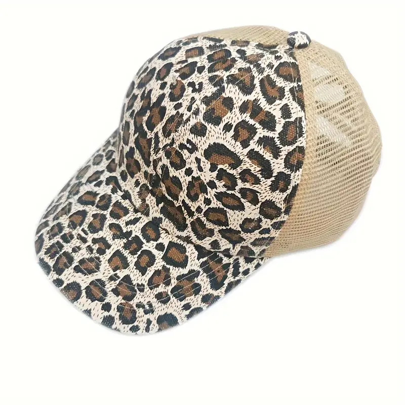 Wholesale Zebra Leopard Cross Ponytail Polyester Baseball Cap