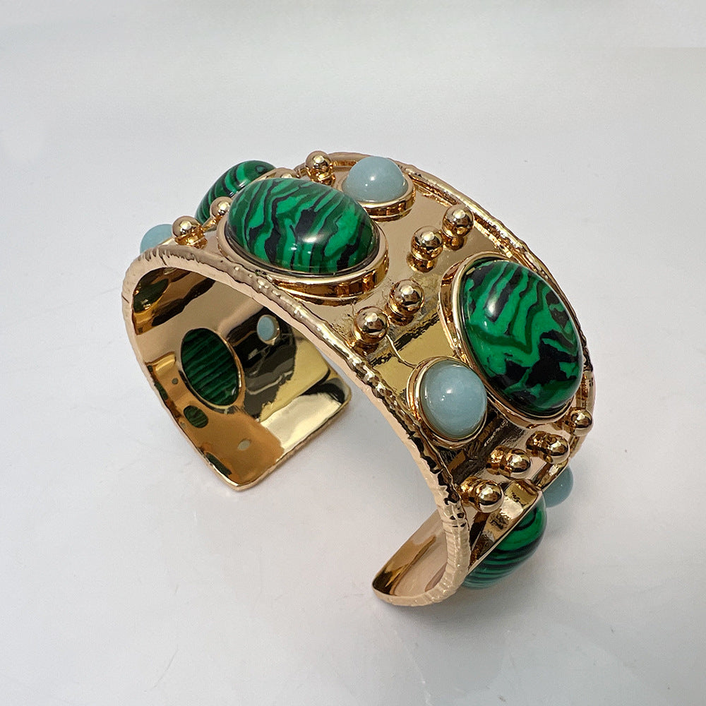 Wholesale Vintage Malachite Open Ring Bracelets