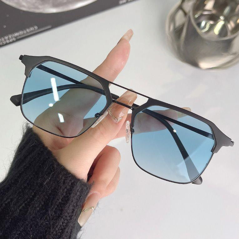 Wholesale Prescription Double Beam Half Frame Metal PC Sunglasses
