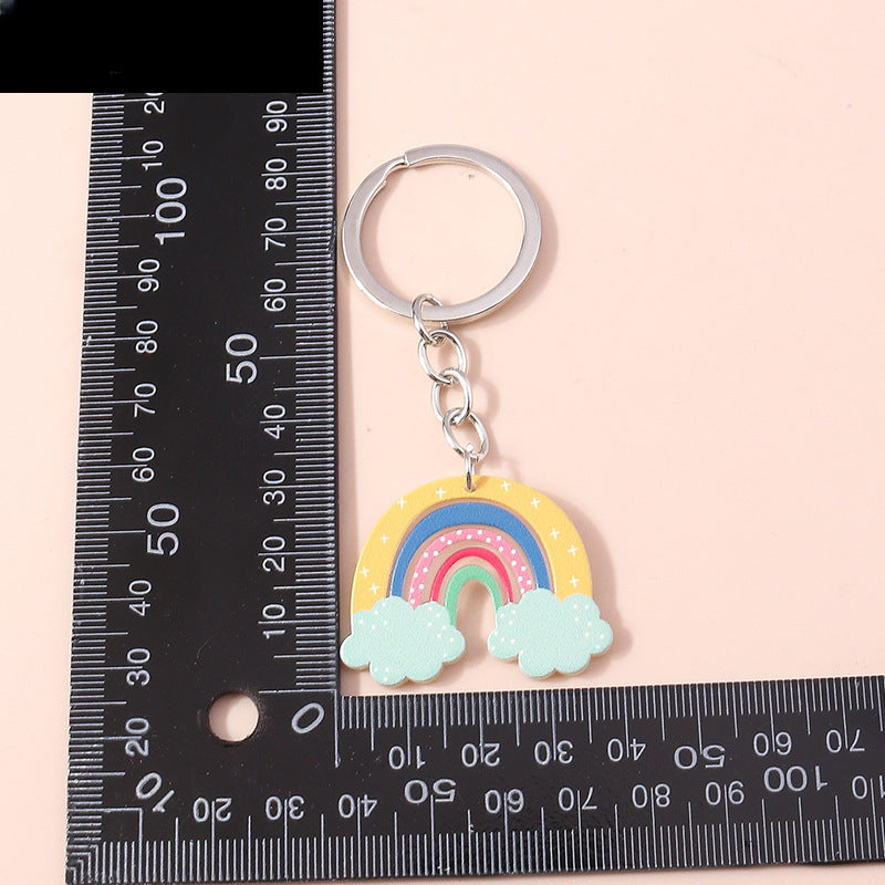 Wholesale Acrylic Rainbow Keychain School Bag Accessories Pendant