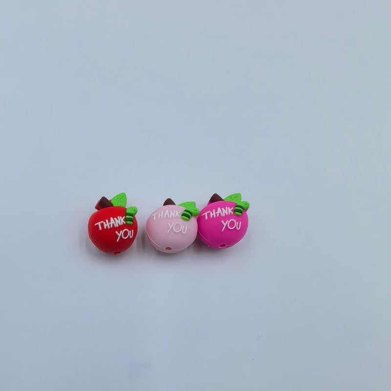 Wholesale 10pcs 3D Apple Education Silicone DIY Beads