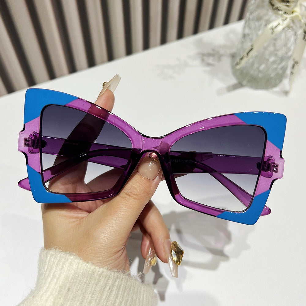 Wholesale Butterfly Cat-eye Colorful Pattern Sunglasses