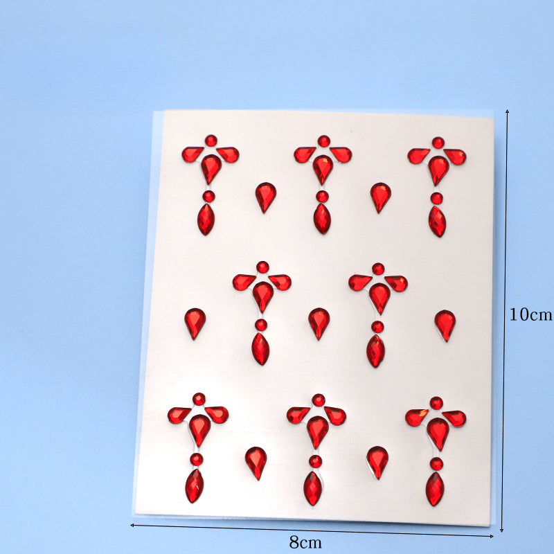 Wholesale Acrylic AB Diamond Antique Feng Hua Dian Makeup Stage Performance Eye Patch Diamond Eyebrow Center Patch