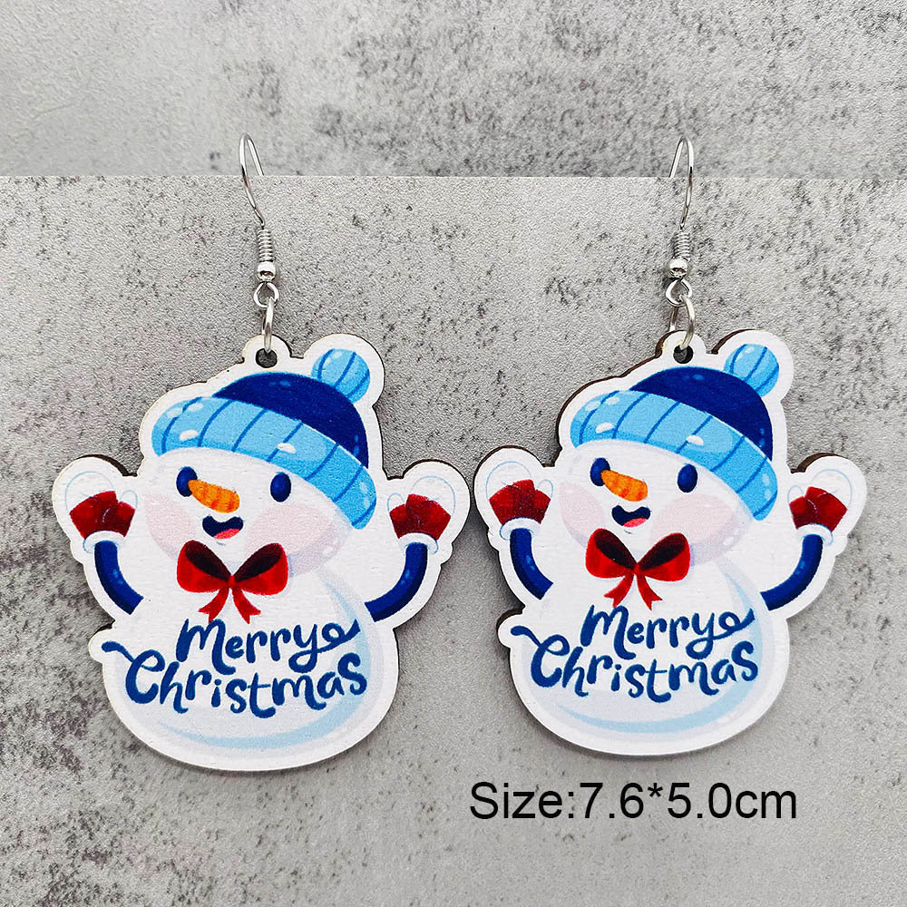 Wholesale Christmas Santa Claus Christmas Socks Elk Wooden Earrings