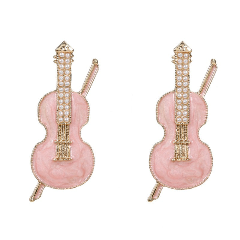 Wholesale Oil Dripping Violin Earrings