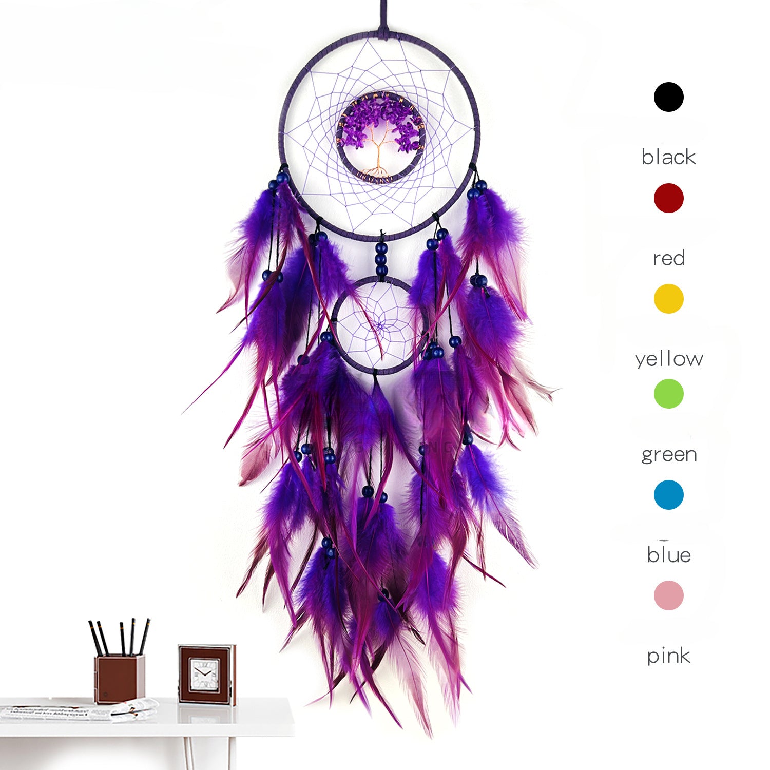 Wholesale Colorful Crystal Stone Hand-woven Creative Dream Catcher