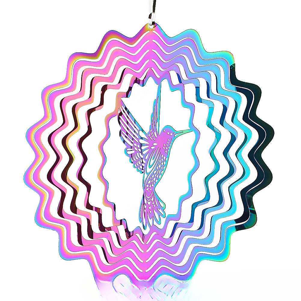 Wholesale 3D Colored Hummingbird Stainless Steel Rotating Wind Chimes