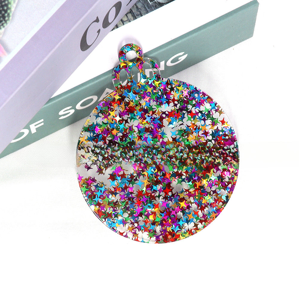 Wholesale 10pcs Glitter Acrylic Christmas Pendant Decoration DIY Glitter Craft Hanging Ornament Patch