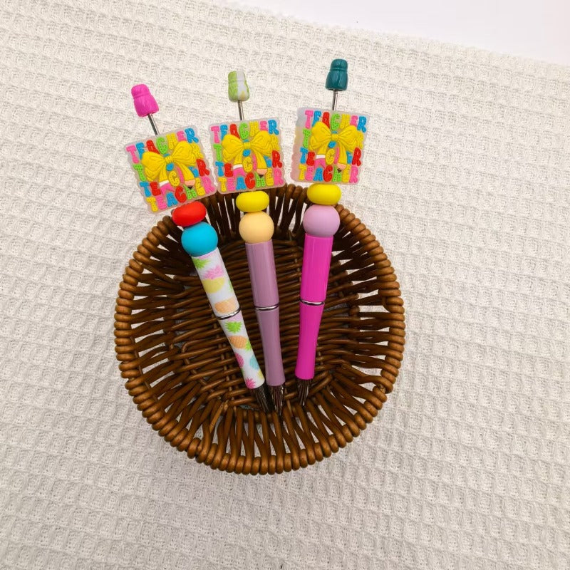 Wholesale 10pcs Creative Colorful Letter Bow Gift Box Silicone DIY Beads