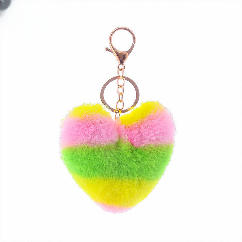 Wholesale Simple Pendant Stitching Colorful Plush Heart Keychains