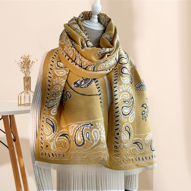 Wholesale autumn winter shawl over office nap blanket imitation cashmere print scarf