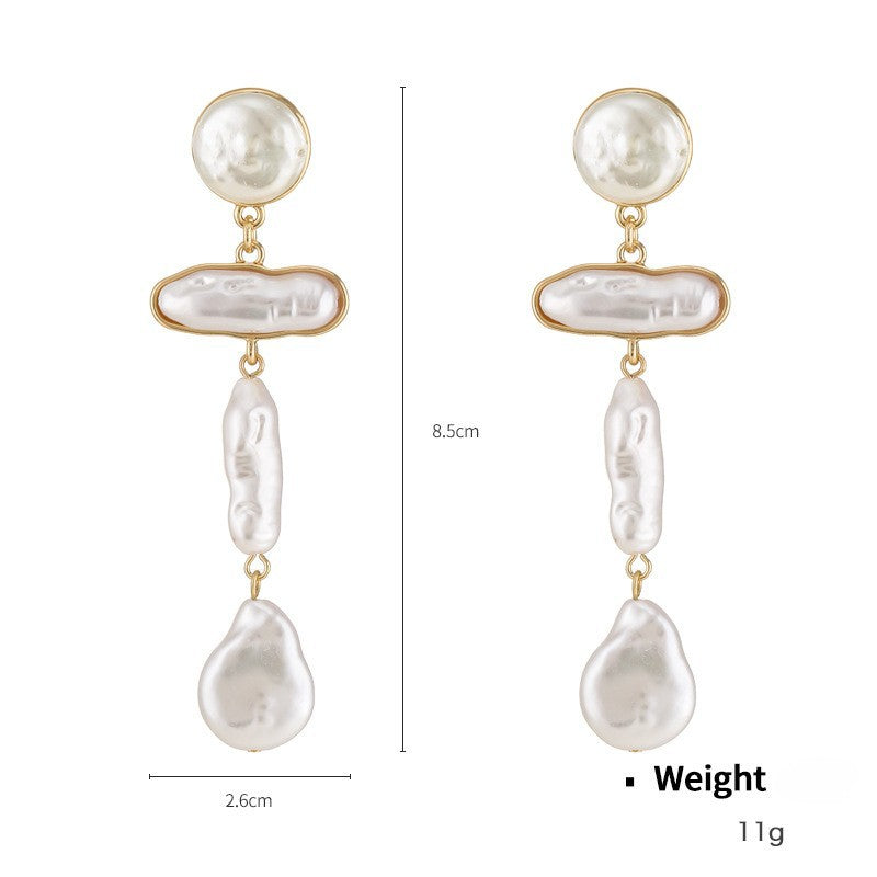 Wholesale Alloy Inlaid Baroque Pearl Earrings