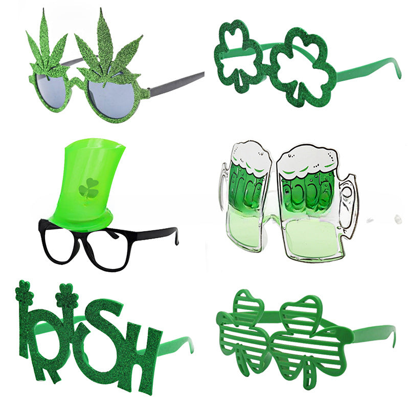 Wholesale St. Patrick's Day Party Green Funny ABS Glasses