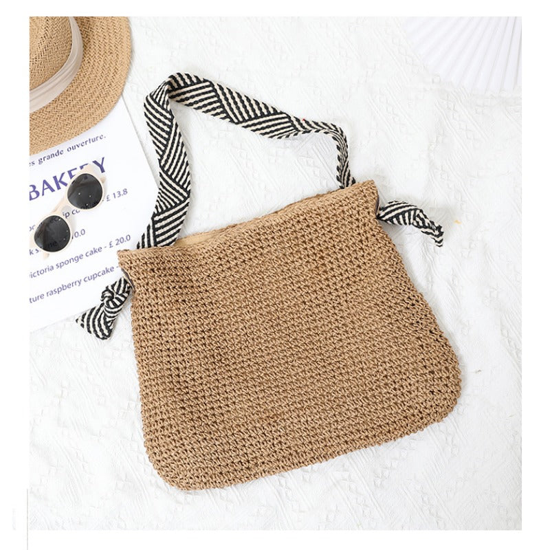 Wholesale Navy Wind Beach Grass Woven Bags