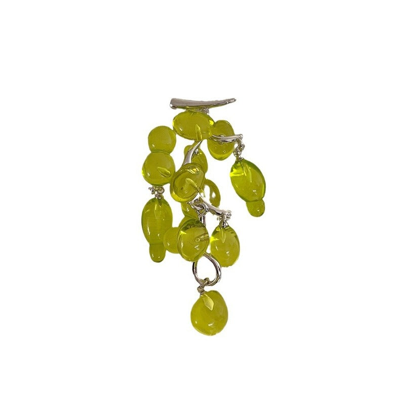 Wholesale Crystal Chinese Antique Green Beaded Grape Earrings