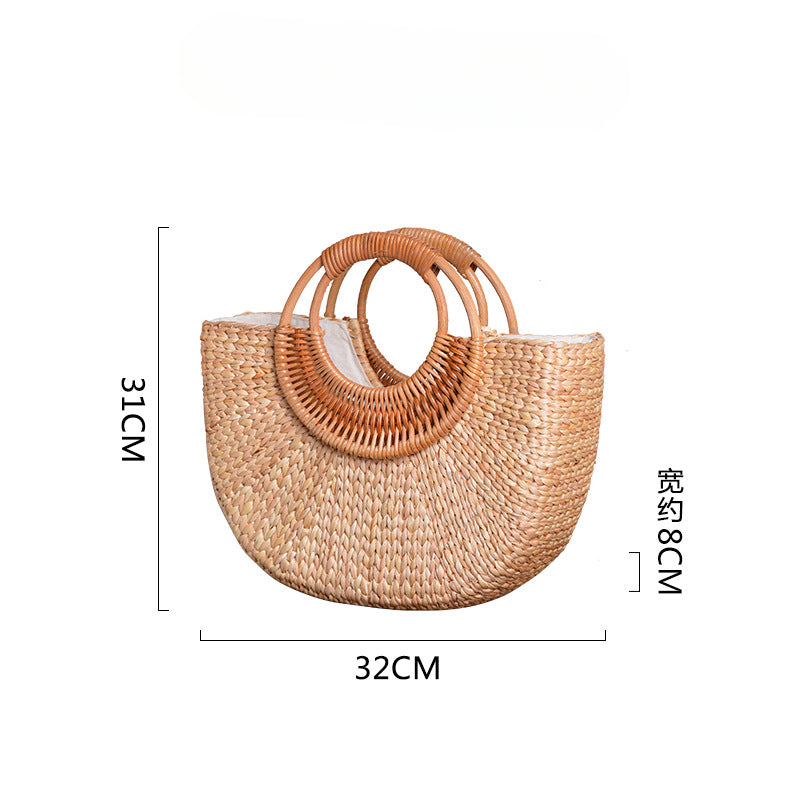Wholesale Grass Woven Moon Style Handmade Bags