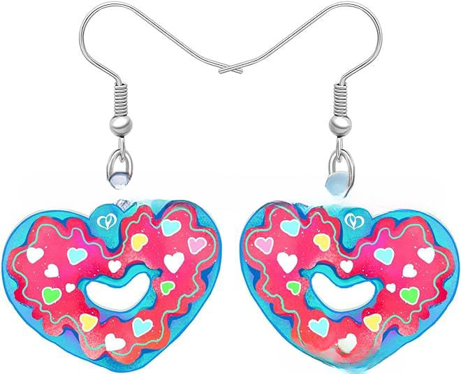 Wholesale Valentine's Day Acrylic  Heart Donut Earrings