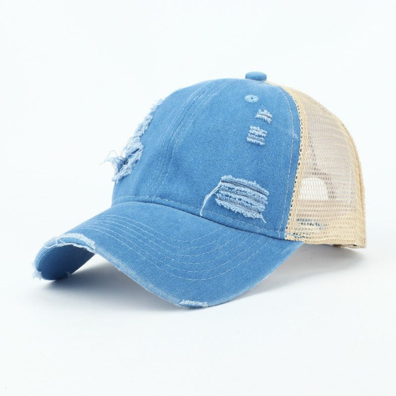 Wholesale Retro Solid Color Light Plate Hole Washed Sunshade Hat