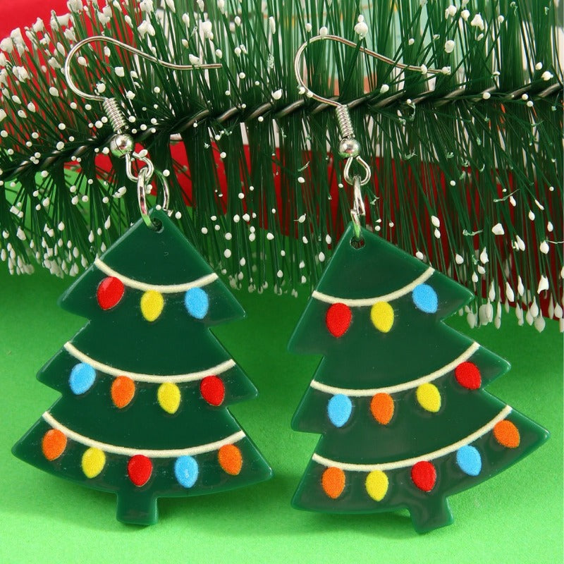 Wholesale Christmas Tree Fashion Printed Lantern Balloon Cookies Elk Acrylic Earrings Earrings Earrings