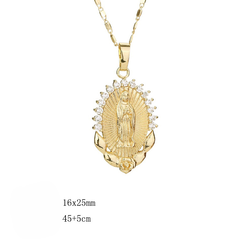 Wholesale Crystal Rhinestone Virgin Mary Pendant Alloy Necklaces