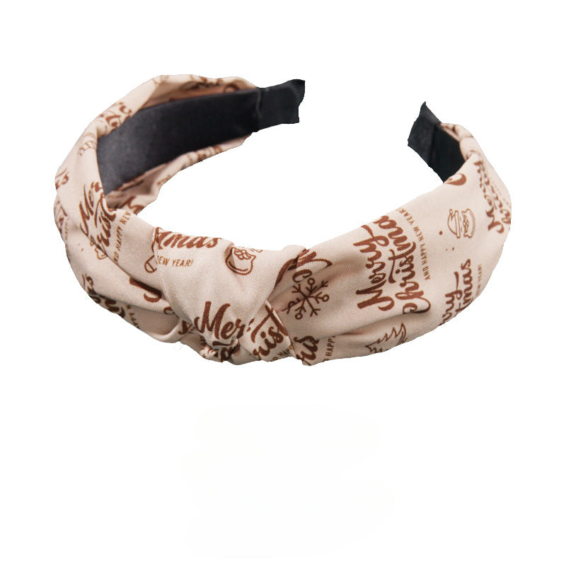 Wholesale Christmas Fabric Knots Wide Edge Hair Hoops