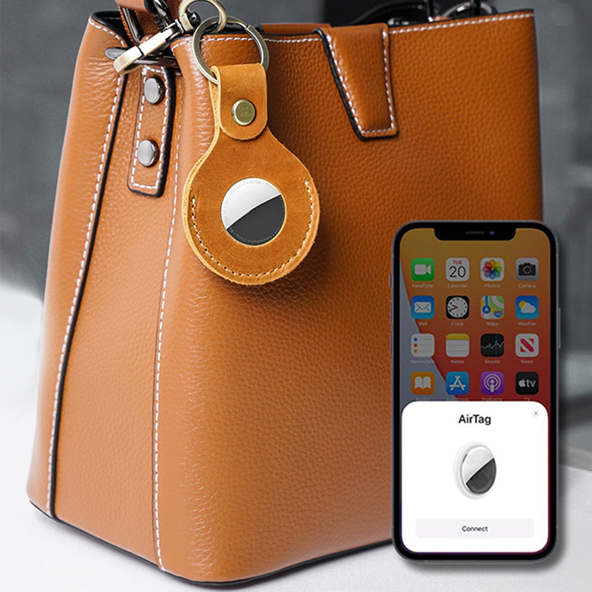 Wholesale Leather Case Luggage Location Tracker Keychain