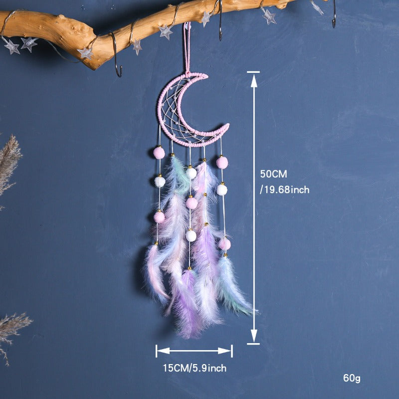 Wholesale Girly Handmade Dream Catcher Pendant Feather Woven Pendant Cute Dream Catcher