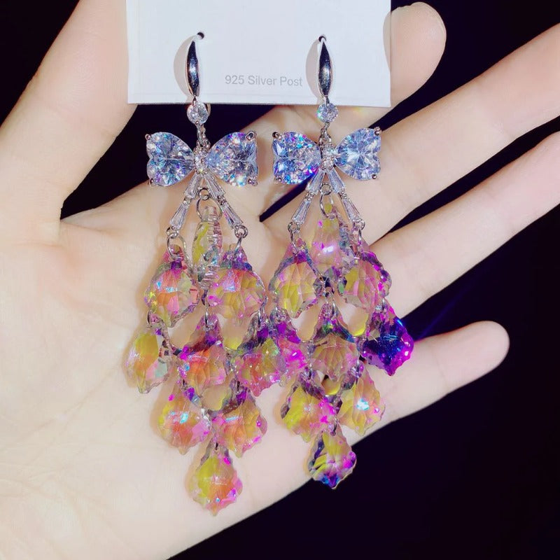 Wholesale Crystal All-match Heart Long Earrings