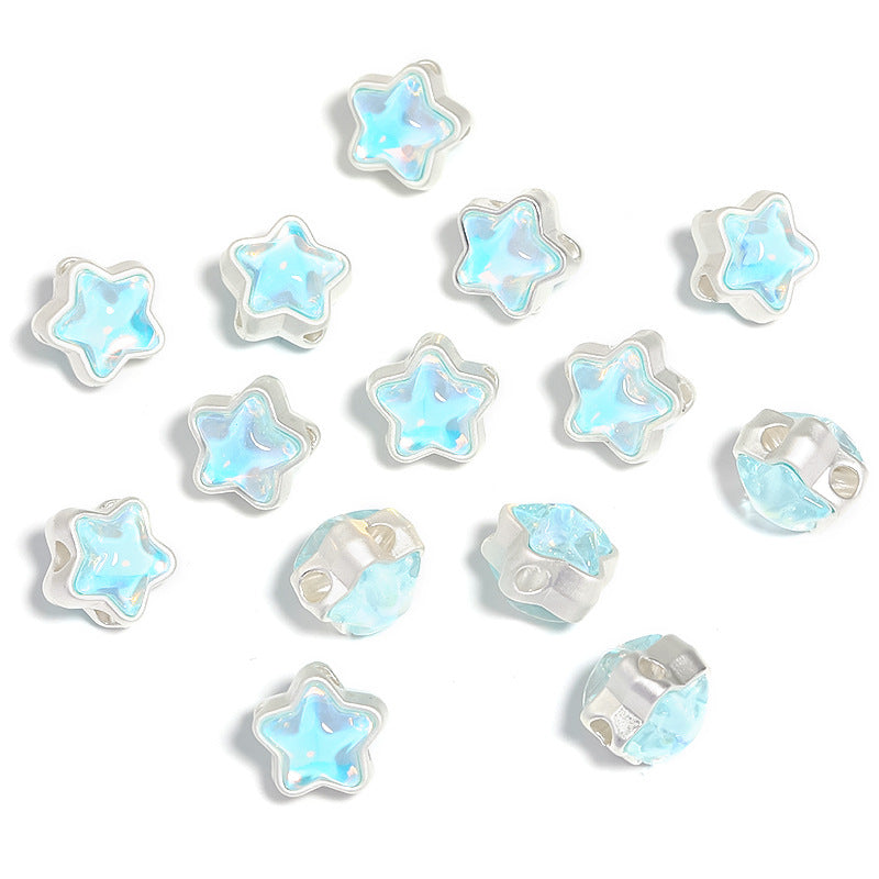 Wholesale 50pcs 12mm Mermaid Aurora Diamond Pentagram DIY Beaded Accessories