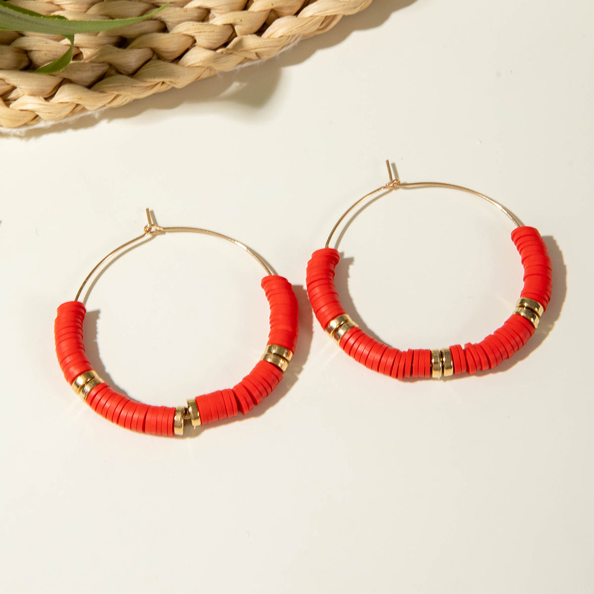 Wholesale 5PCS/Pack Dopamine soft clay earrings Fresh and sweet colorful earrings for women