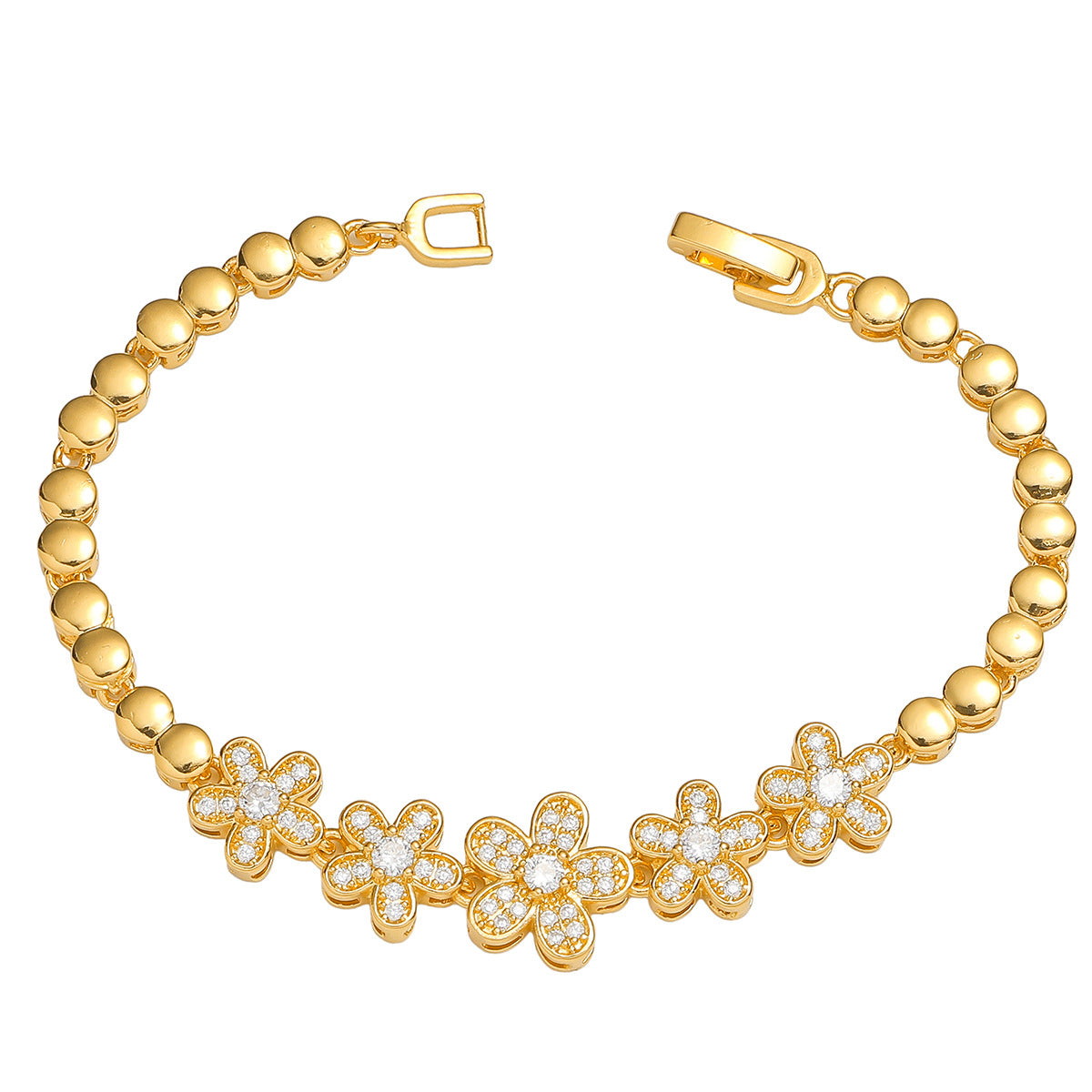 Wholesale Women S Gold Copper Zircon Geometric Rhinestone Bracelet For Dinner Party Evening Wear Chic Fashion Jewelry Gift