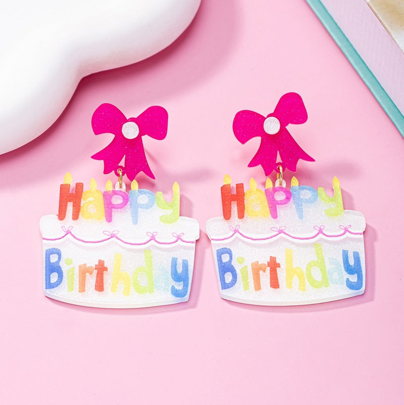 Wholesale Colorful letter cake cute acrylic earrings
