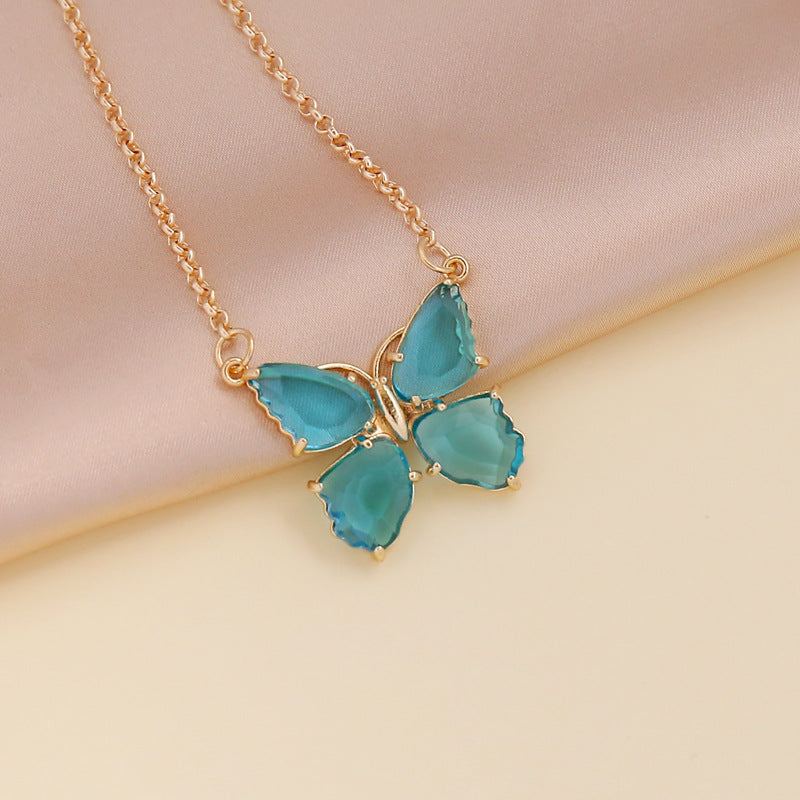 Wholesale Multicolor Zircon Butterfly Necklace