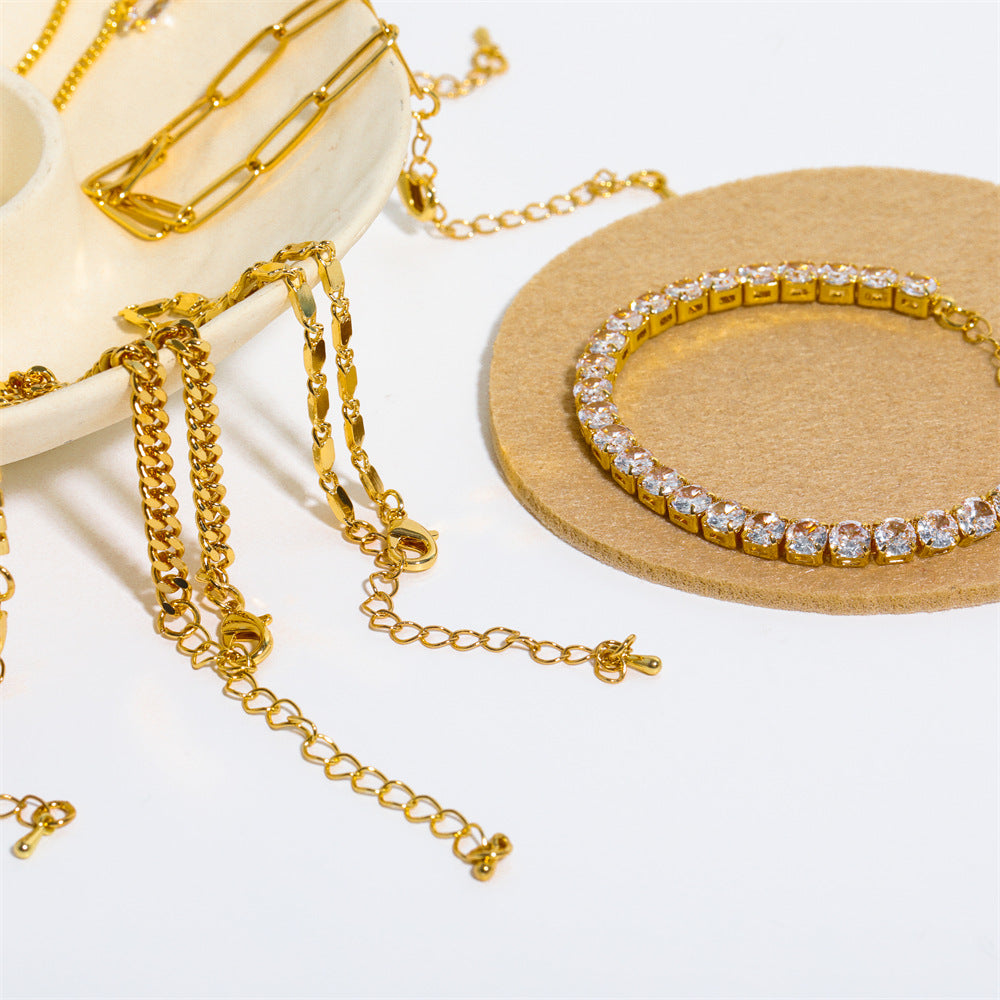 Wholesale Cuban Chain Figaro Chain Paperclip Chain Combination Bracelet