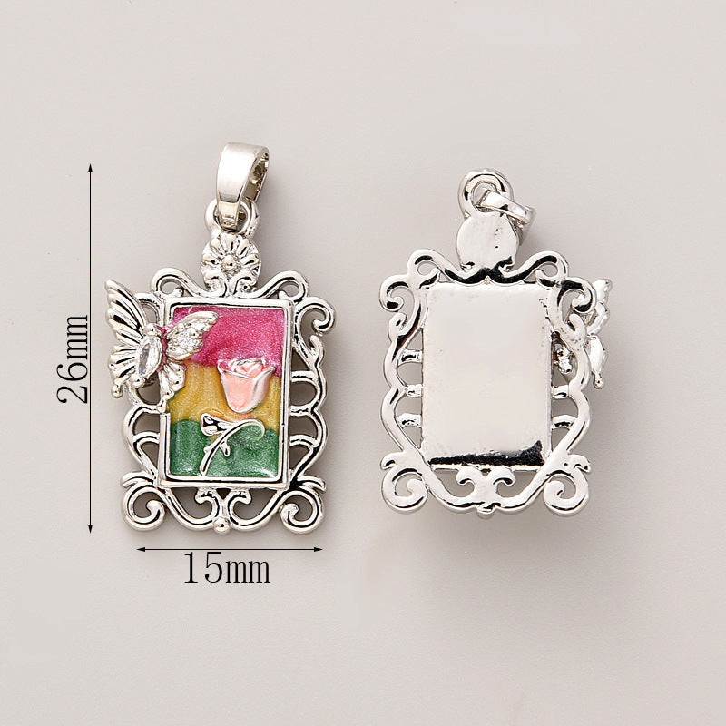 Wholesale Pearl Necklace Melon Buckle Pendant Oil Dropping Oil Painting Style Rose DIY Pearl Necklace Sweater Chain Accessories New