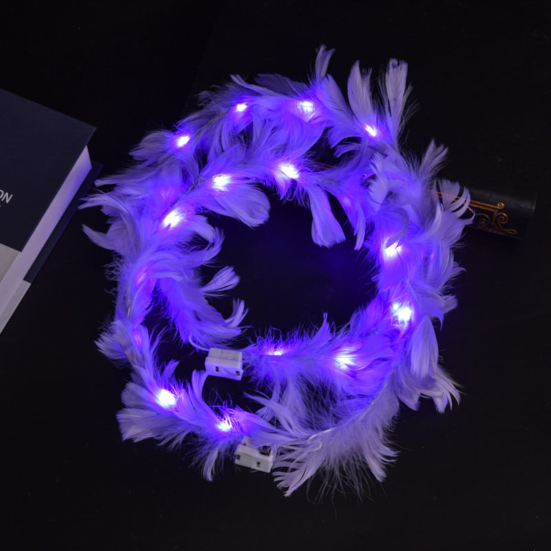 Wholesale Plush Luminous Goose Feather Wreath